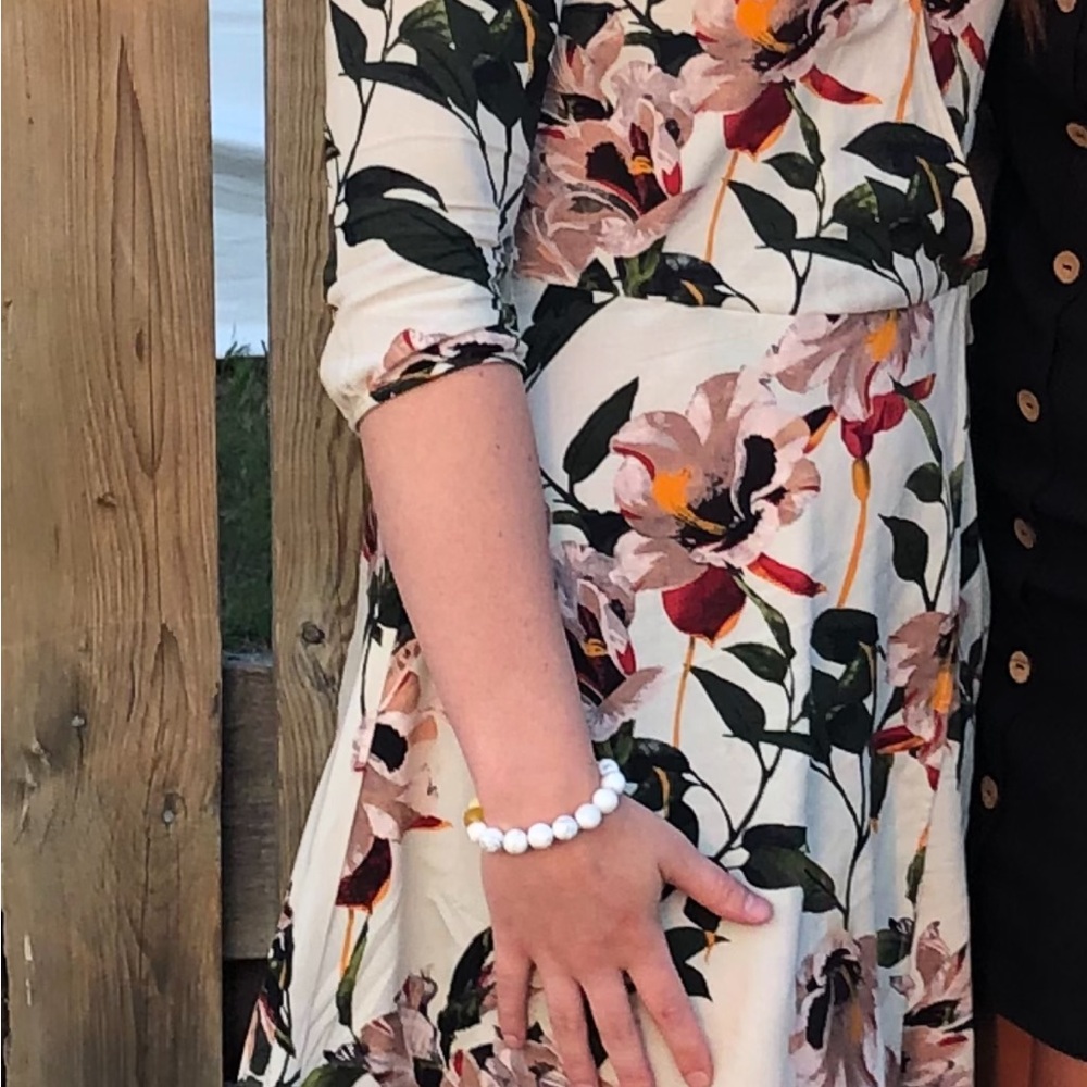 Only Floral Wrap Midi Dress in Cream, Green, Pink and Red